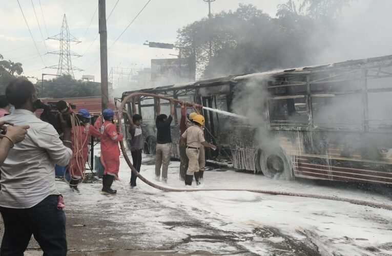 Over 100 Passengers Escape Safely as APSRTC Bus Catches Fire in Vizag