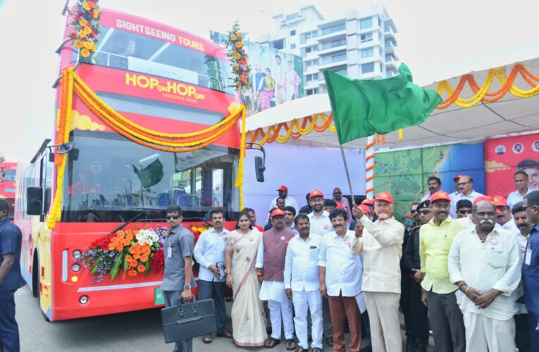 CM Chandrababu Naidu Launches Hop-on Hop-off Buses on Visakhapatnam Beach Road