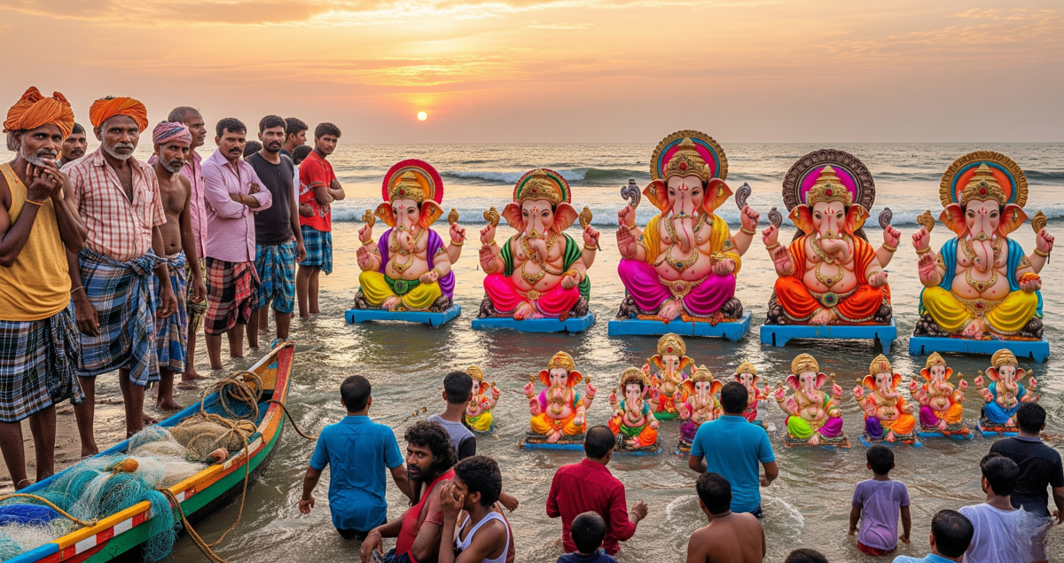 Fisherfolk raise red flag over idol immersions at Pedda Jalaripeta in Visakhapatnam