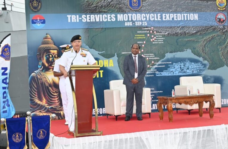 Tri-Services Buddha Motorcycle Expedition Flagged Off in Visakhapatnam