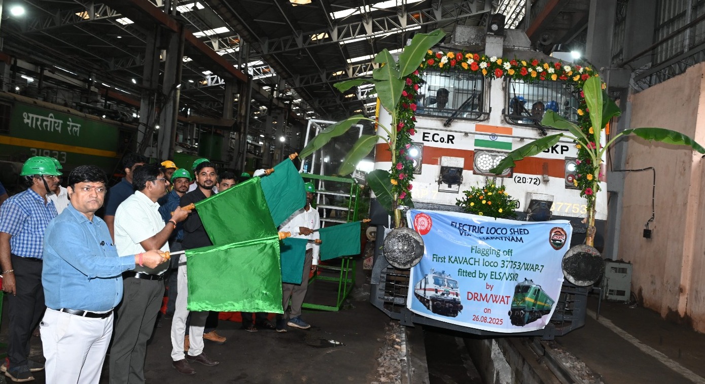 First Kavach-equipped locomotive flagged off from ELS-Visakhapatnam