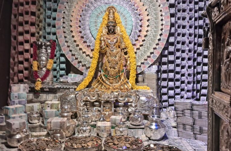 Goddess Mahalakshmi Adorned with Rs 5 Crore, Gold and Silver at Visakhapatnam Temple