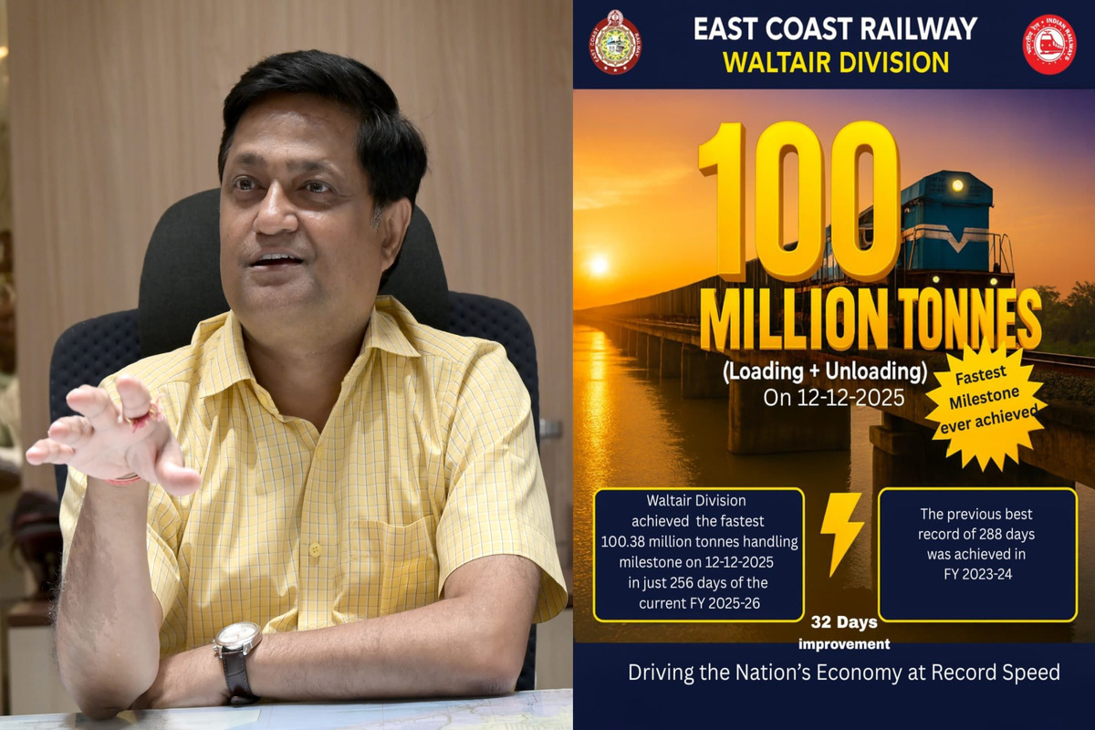 Waltair Division crosses 100 MT freight in record time