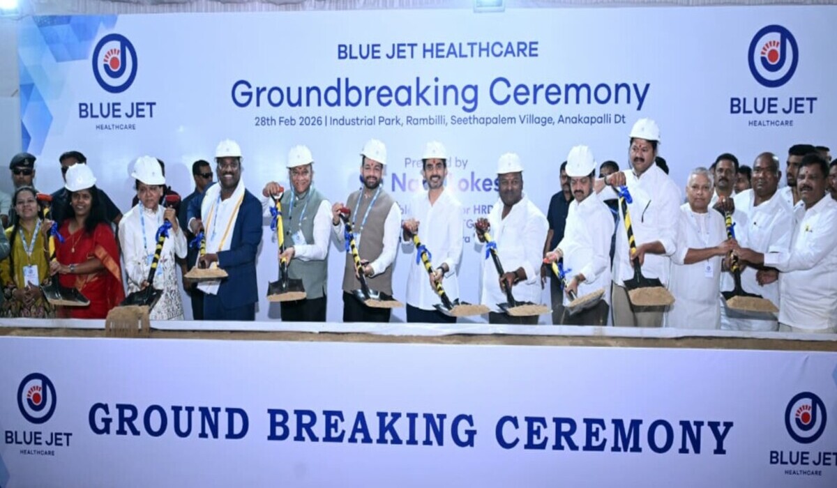 Nara Lokesh Lays Foundation for Blue Jet Healthcare Unit in Rambilli