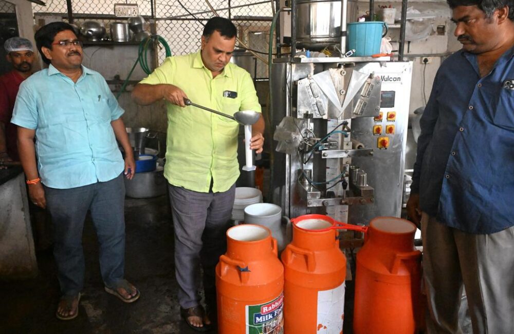 Loose Milk Under Scanner in City