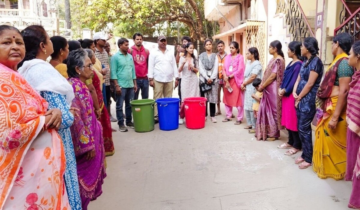 Awareness drive on waste segregation held at Adarsh Nagar slum