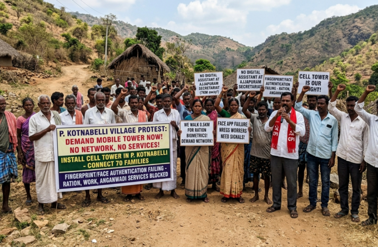 Tribal Villagers Stage Protest, Demand Mobile Tower in P. Kotnabelli