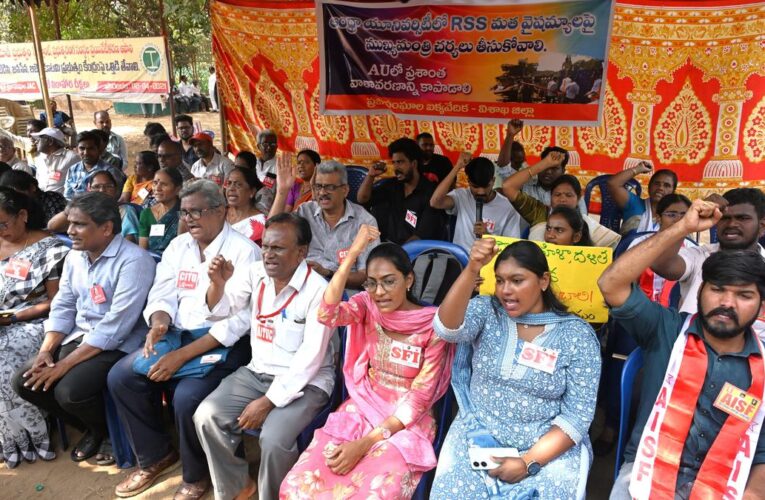 Unions Protest Alleged RSS Activities at AU