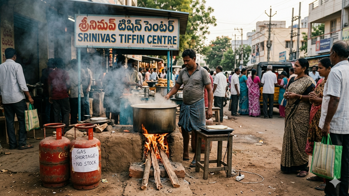 LPG Shortage Hits Vizag Kitchens, Eateries Turn to Firewood