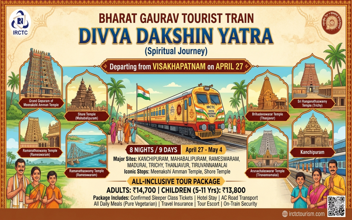 IRCTC Launches Divya Dakshin Yatra from Vizag