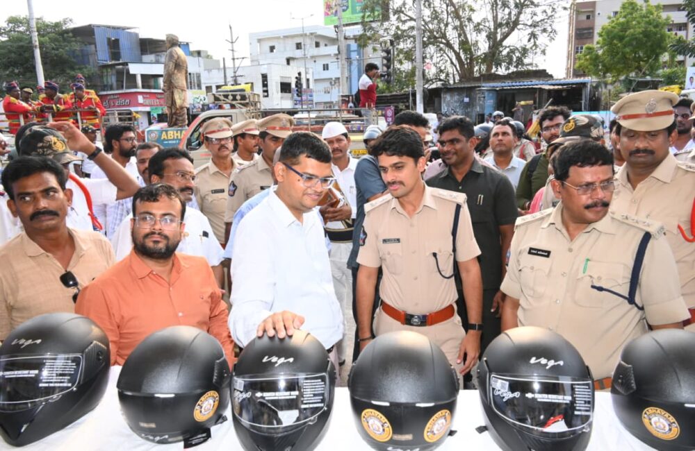 Srikakulam launches Abhayam drive, says helmet use is every rider’s duty