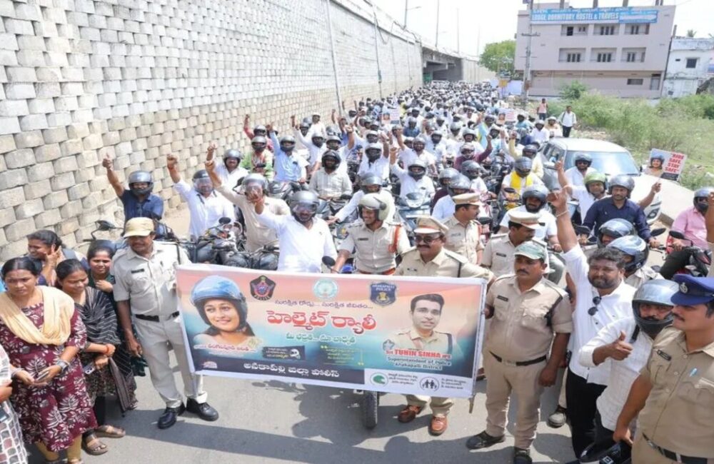 Anitha leads helmet rally, directs double fines for political offenders