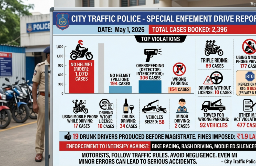 2,396 traffic violations booked in Visakhapatnam