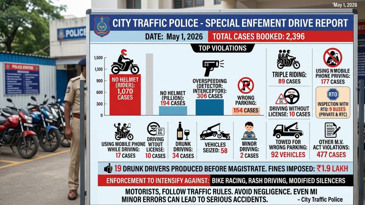 2,396 traffic violations booked in Visakhapatnam