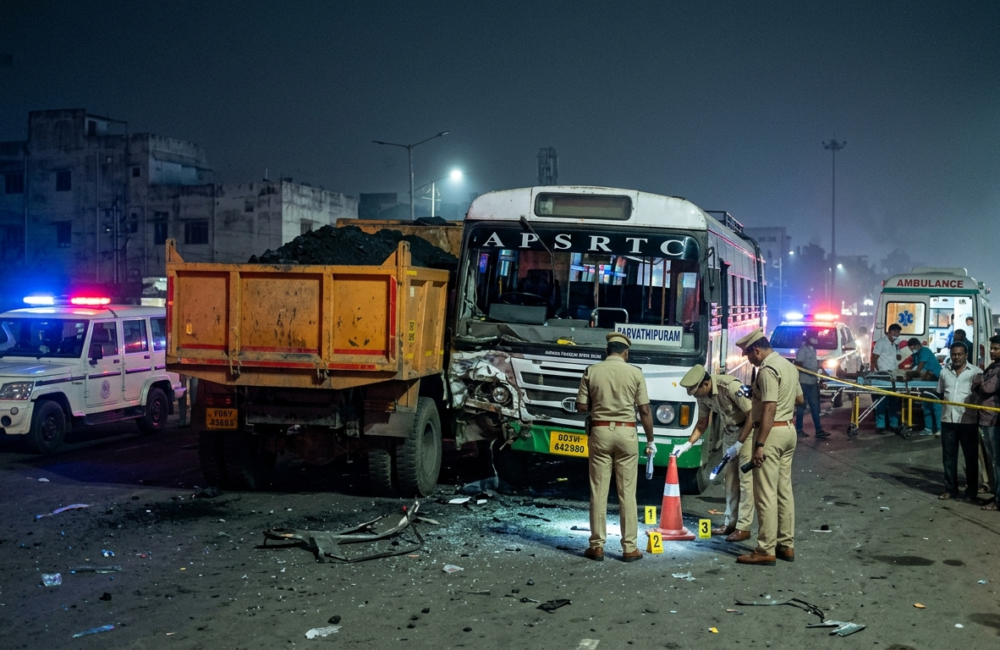 Three killed, seven hurt as APSRTC bus rams coal-laden tipper in Vizag