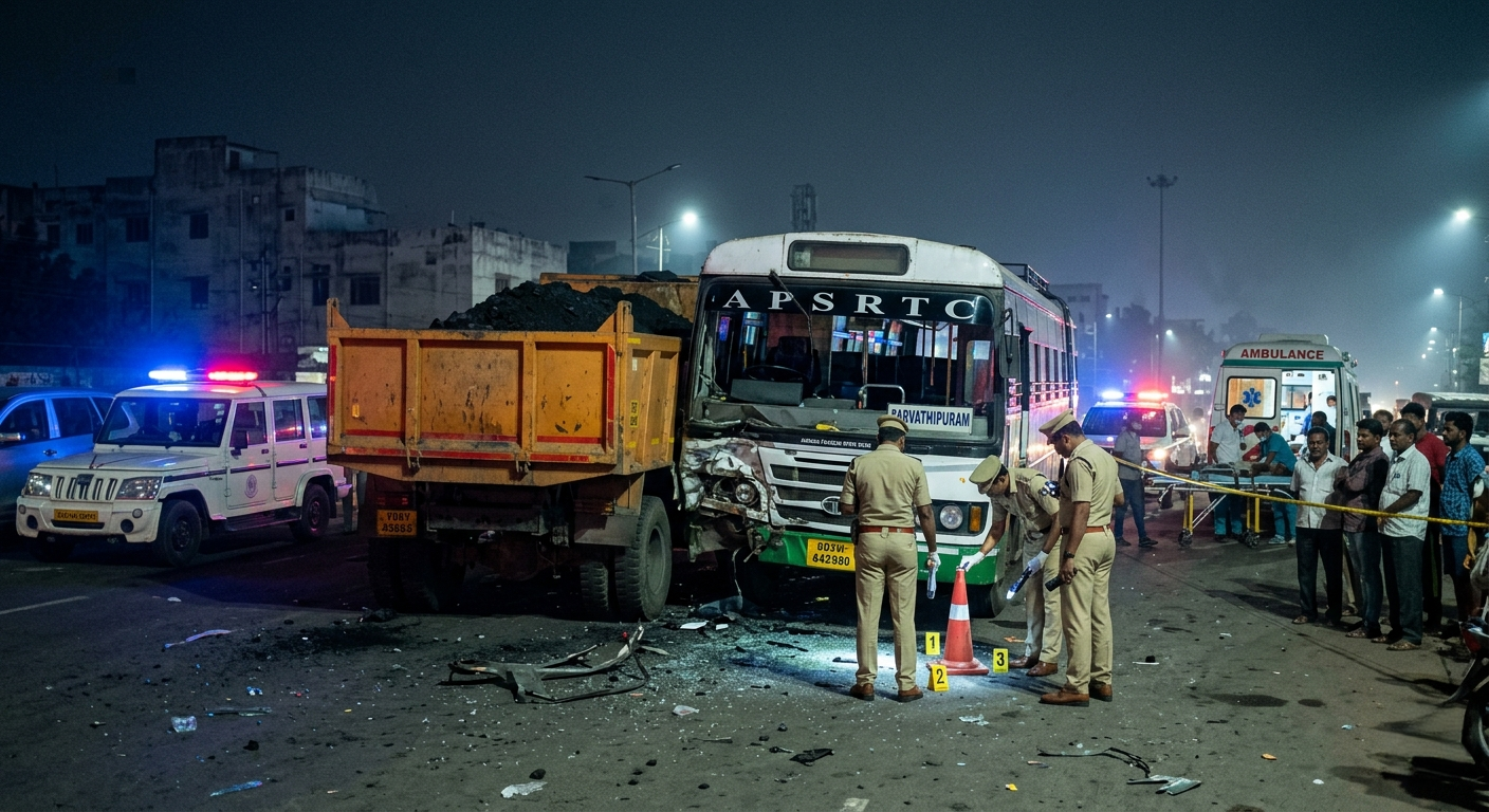 Three killed, seven hurt as APSRTC bus rams coal-laden tipper in Vizag