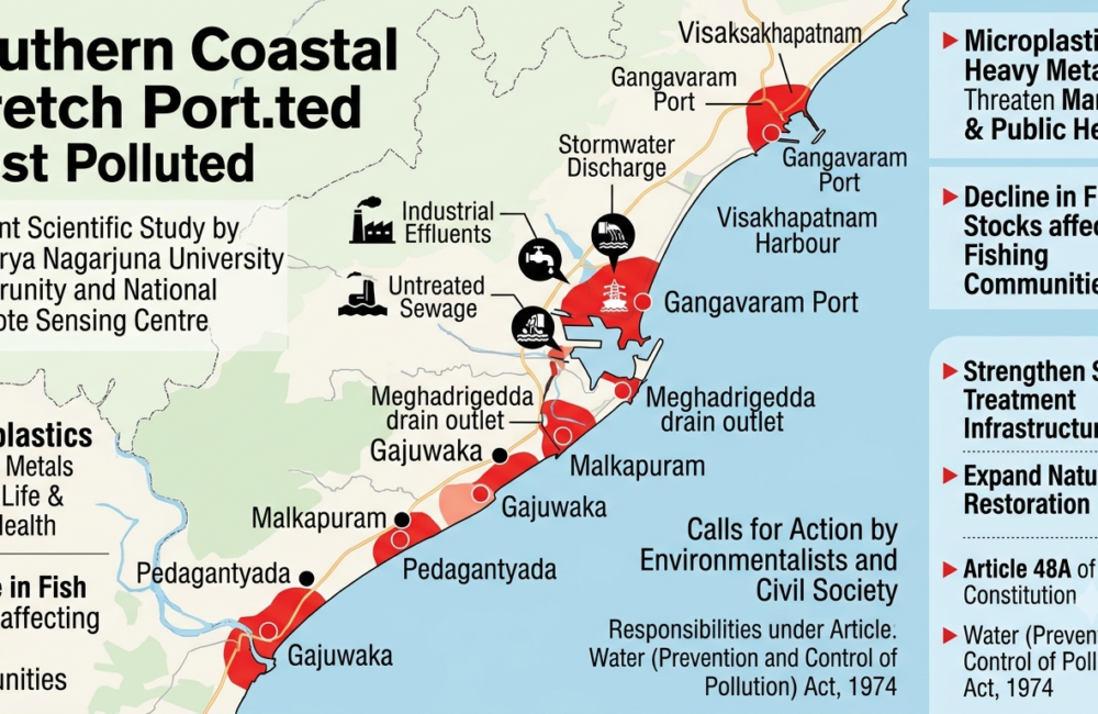 Vizag’s Southern Coast Emerges as Most Polluted Stretch, Study Warns