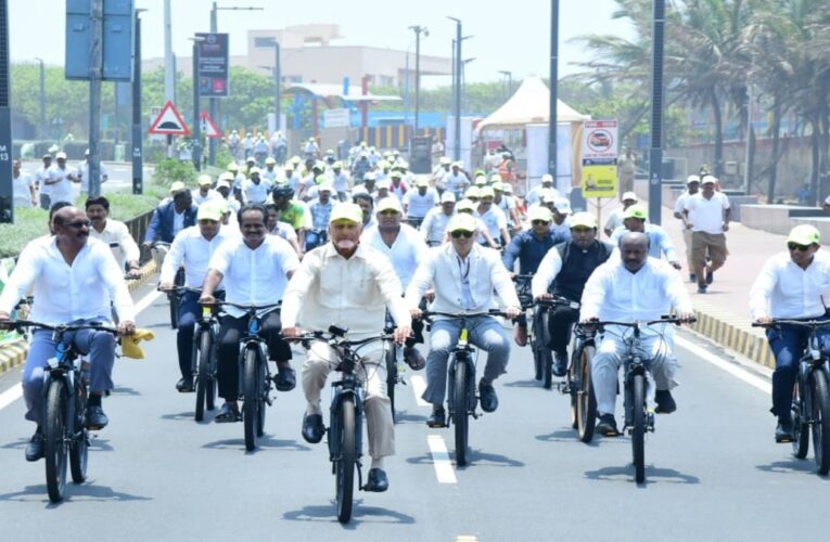 N Chandrababu Naidu Cycles in Vizag, Sets 50% Green Cover Goal