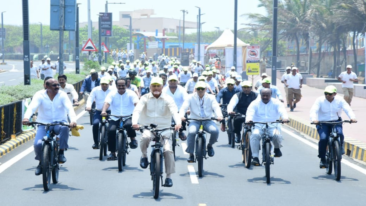 N Chandrababu Naidu Cycles in Vizag, Sets 50% Green Cover Goal