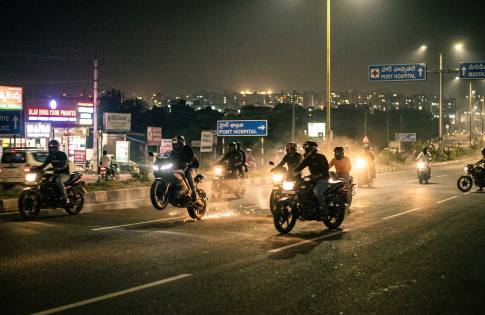 Midnight bike racing on NH-16 raises safety concerns