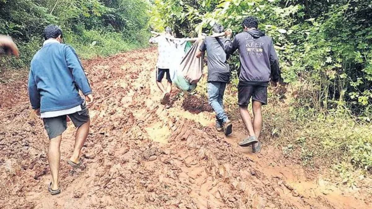 Woman carried 11 km on doli for medical care