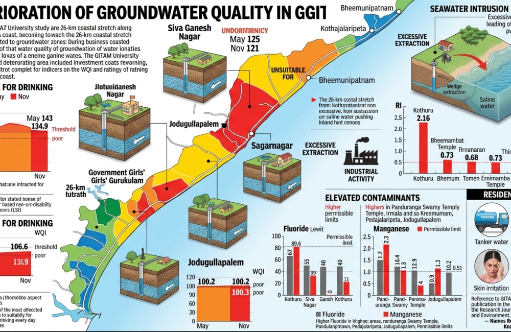 Groundwater quality deteriorating along Visakhapatnam’s coast