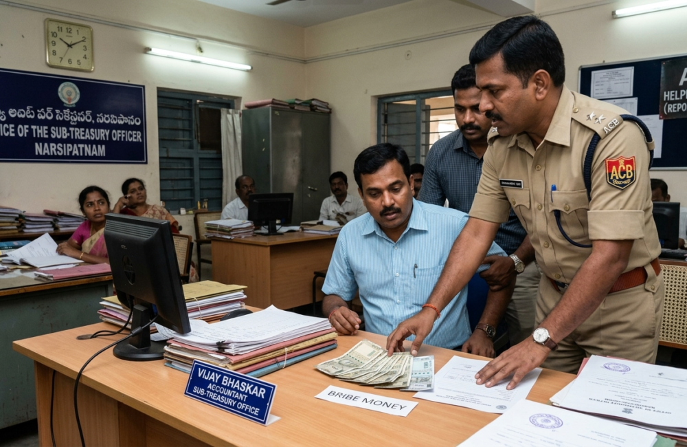 ACB catches treasury accountant accepting bribe in Narsipatnam