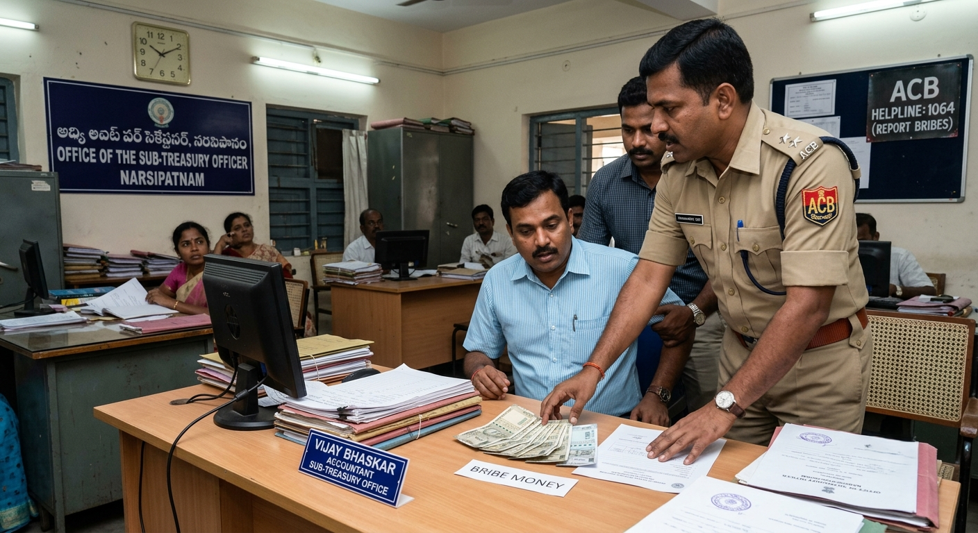 ACB catches treasury accountant accepting bribe in Narsipatnam