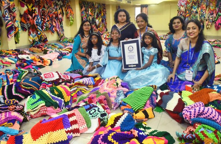 47,000 crocheted flags help Mahila Manovikas enter Guinness record