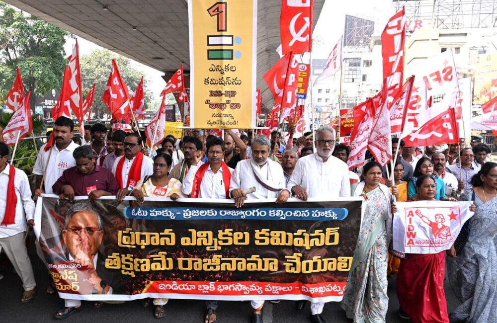 INDIA bloc seeks CEC’s removal at Vizag hunger strike