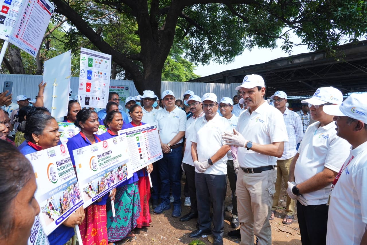 SCoR General Manager leads cleanliness drive at Visakhapatnam station